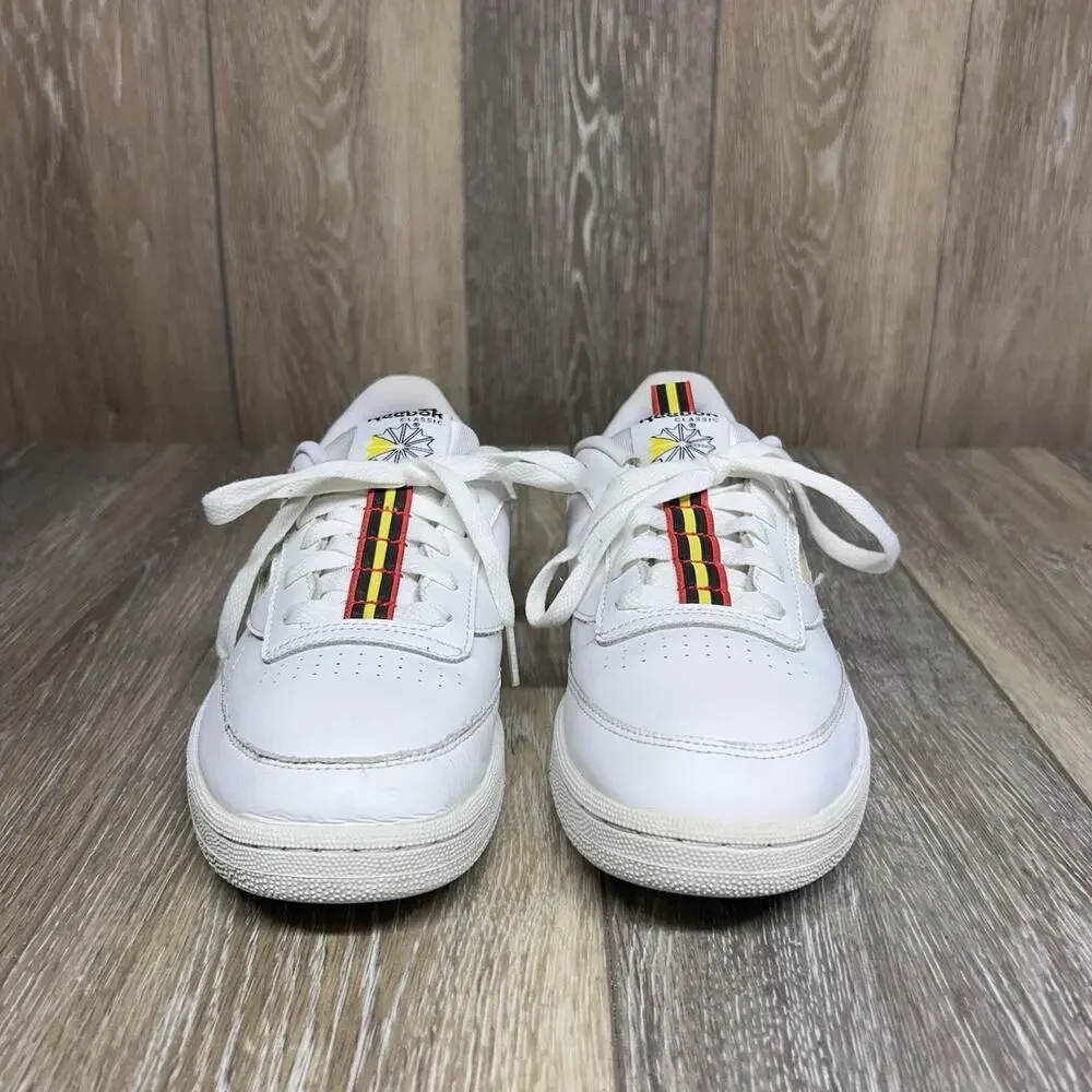 Reebok Classic Club C 85 Youth US Size 5.5 White Yellow Red Sneaker Shoes EG5284